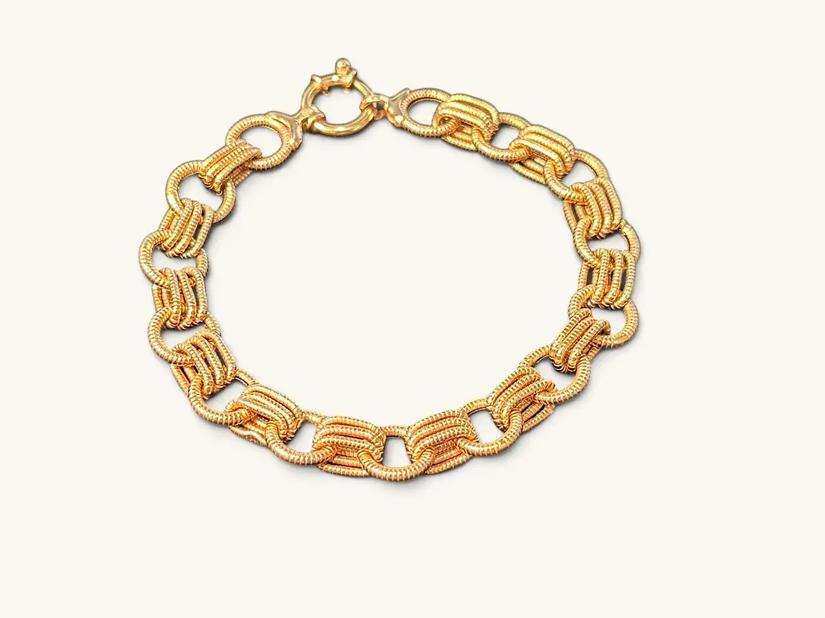 Italian Milor 14K Rose Gold Semi-Solid Fancy Link Bracelet