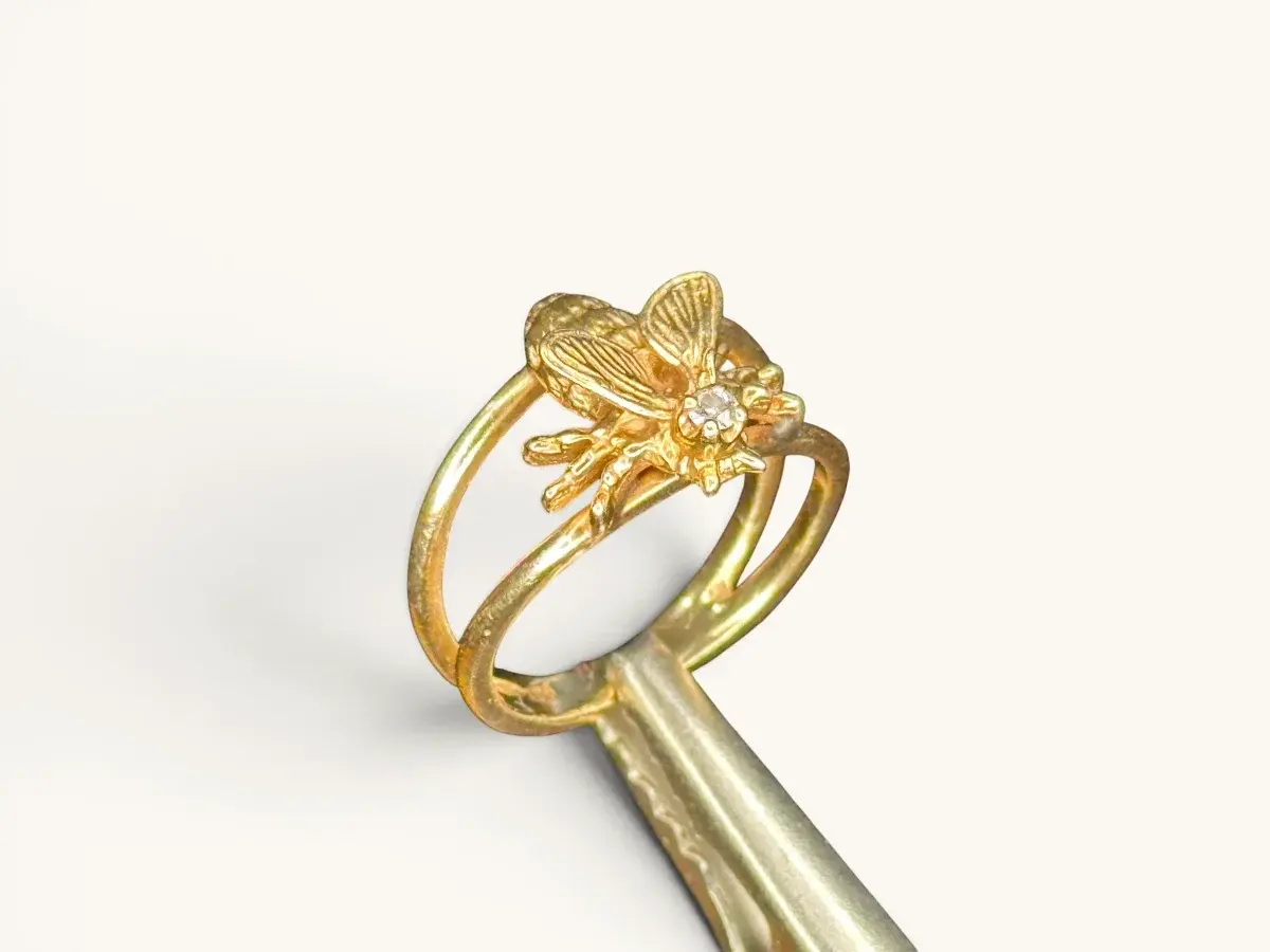 14K Yellow Gold Diamond Bumble Bee Ring