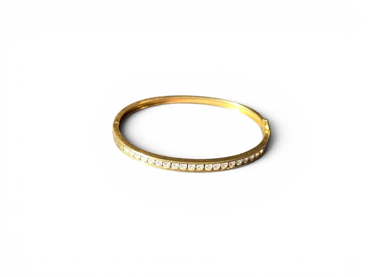 18K Yellow Gold Italian Diamond Bangle Bracelet — Approx. 1 CTW Natural Diamonds