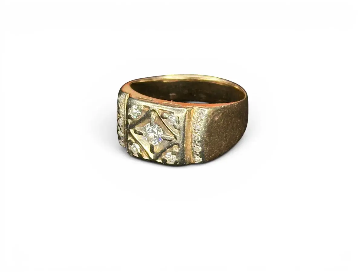 Vintage Men's 10K Yellow Gold Natural Diamond Ring