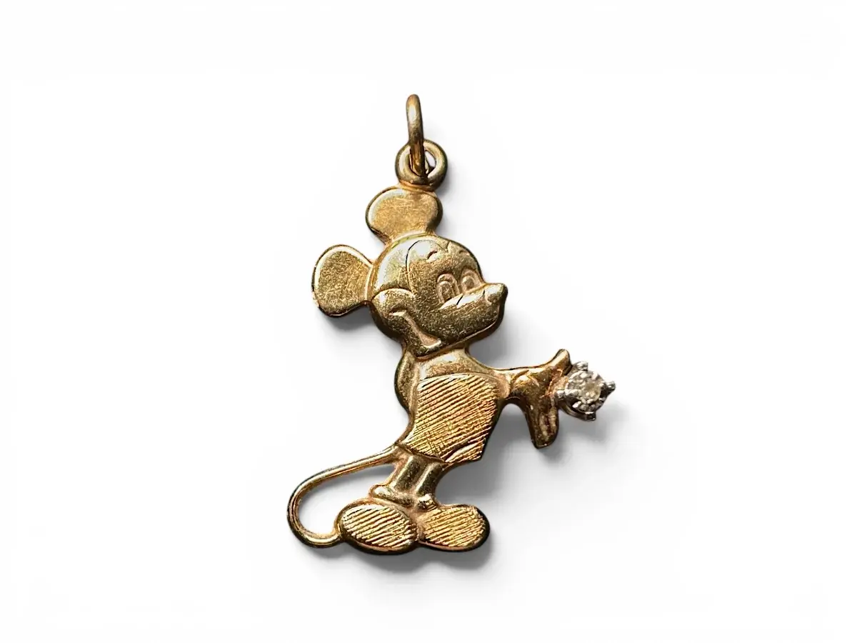 Walt Disney Productions 14K Yellow Gold Mickey Mouse Diamond Pendant