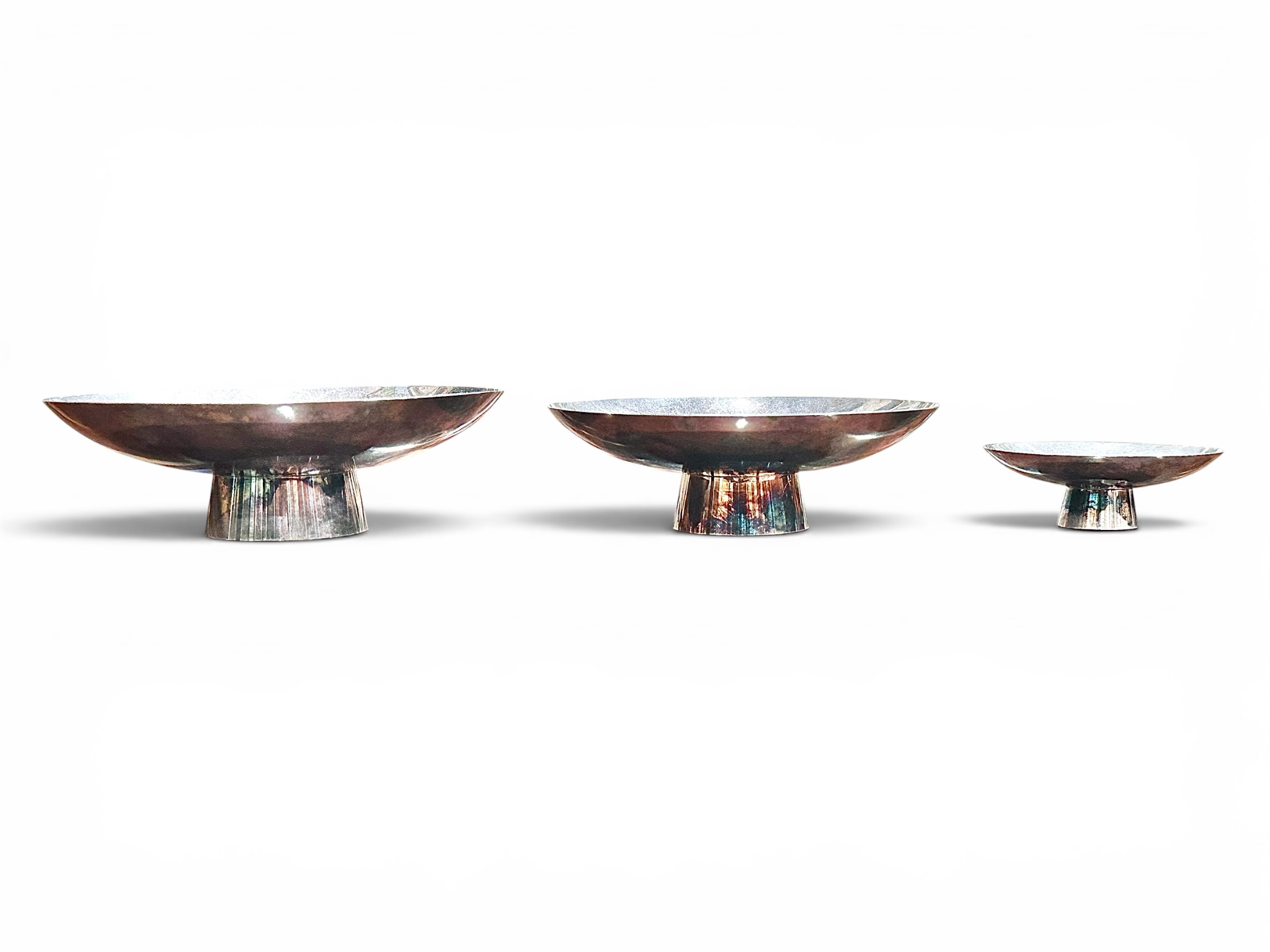 Set of Three Graduated Japanese Silver Tazza by Mitsubishi Mihara