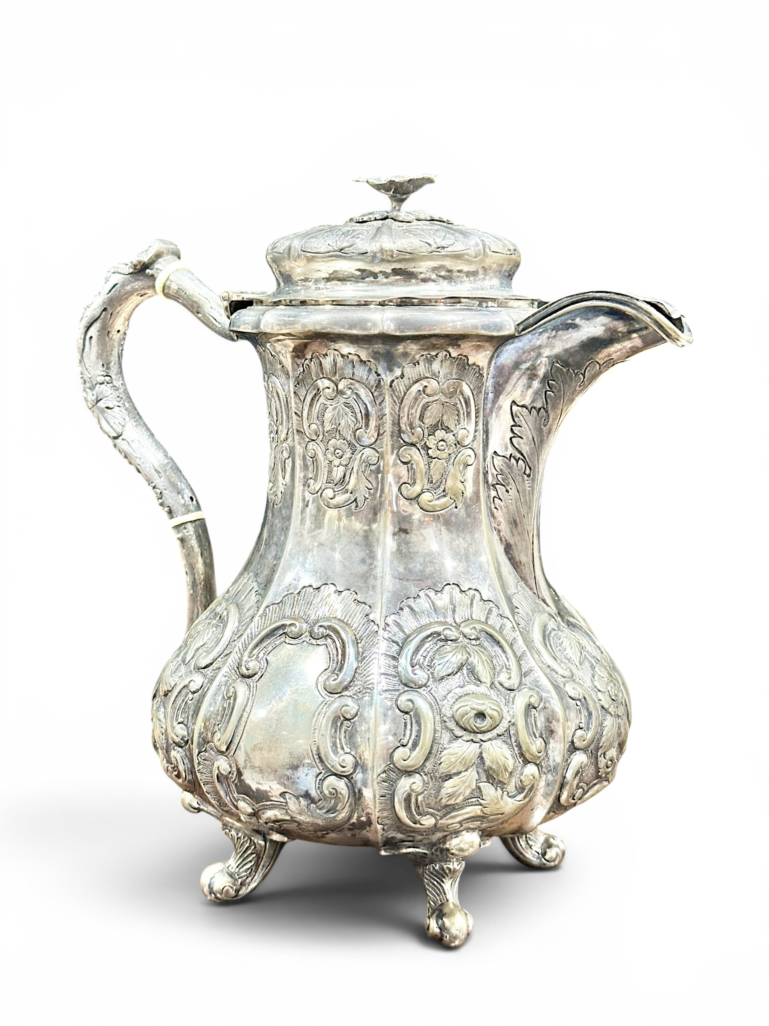 Ball, Tompkins & Black American Coin Silver Hand-Chased Repousse Coffee Pot