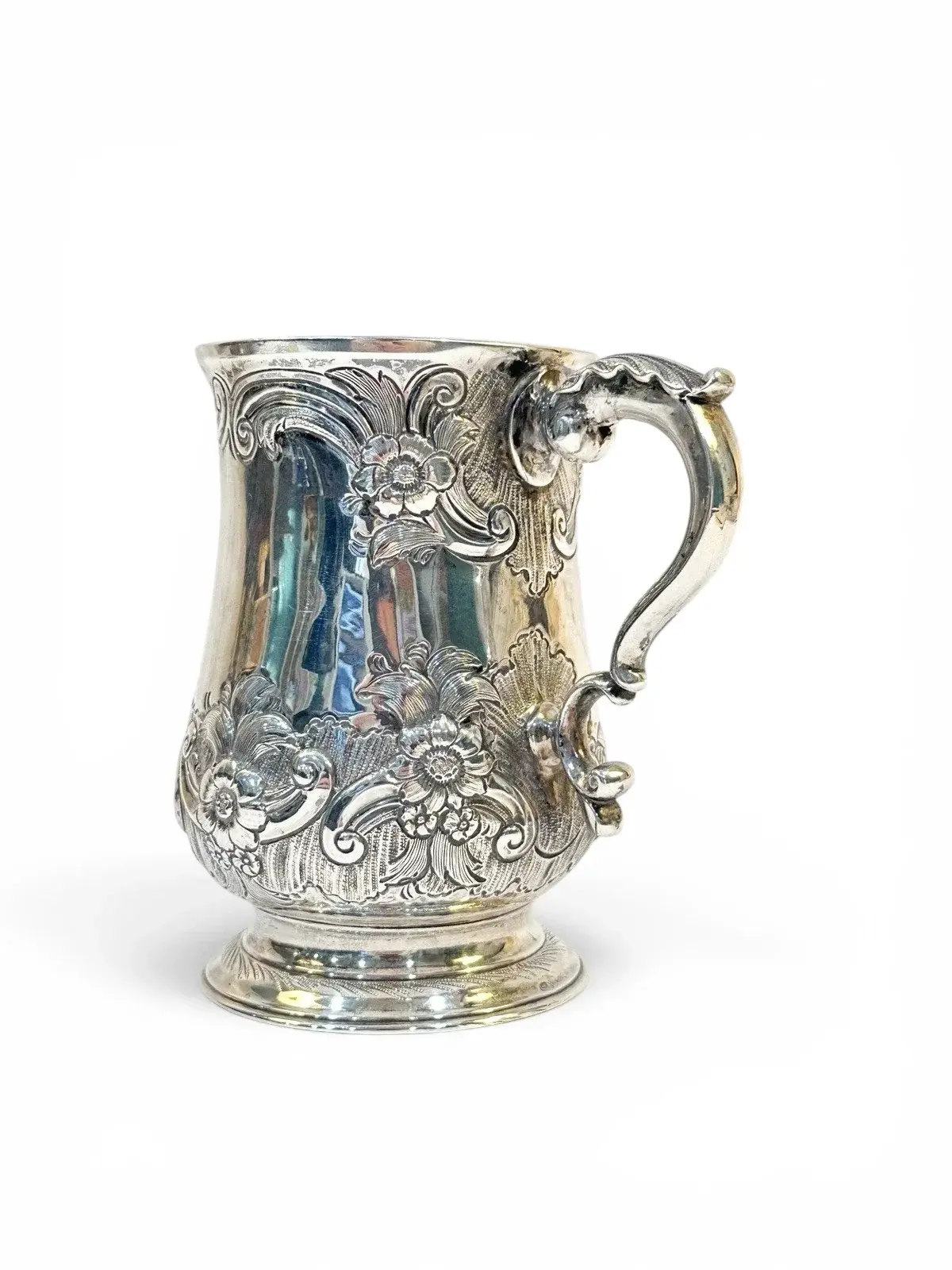 Antique Georgian Sterling Silver Handled Mug, London 1824, Edward Farrell
