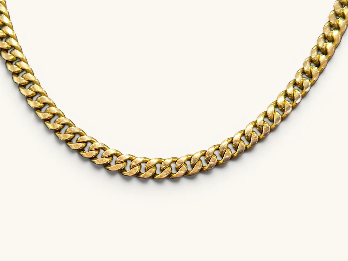 Collar de Cadena de Eslabón Cubano Semisólido de Oro de 10K 2