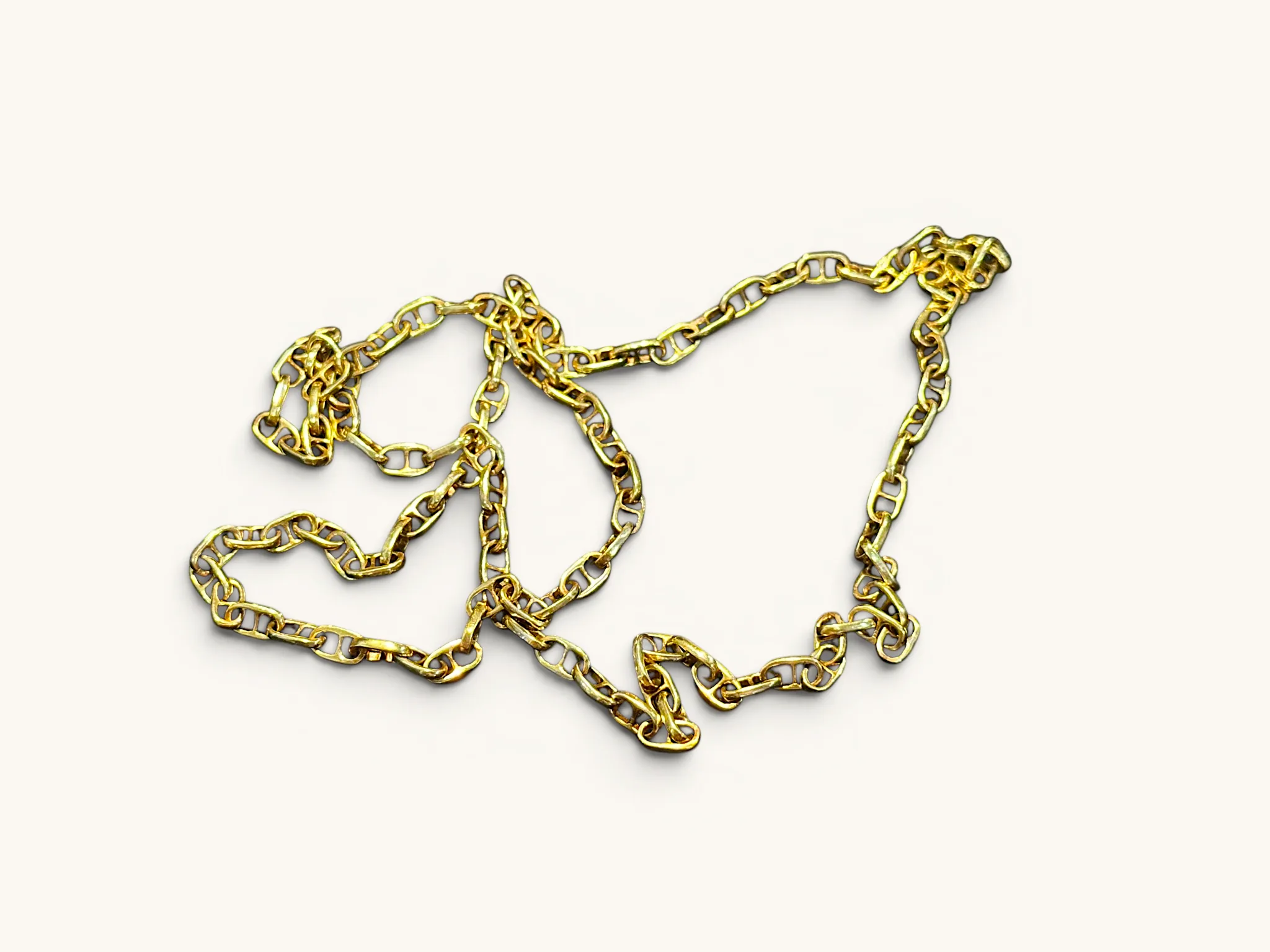 Vintage Italian 18K Gold Anchor Link Infinity Chain Necklace 2