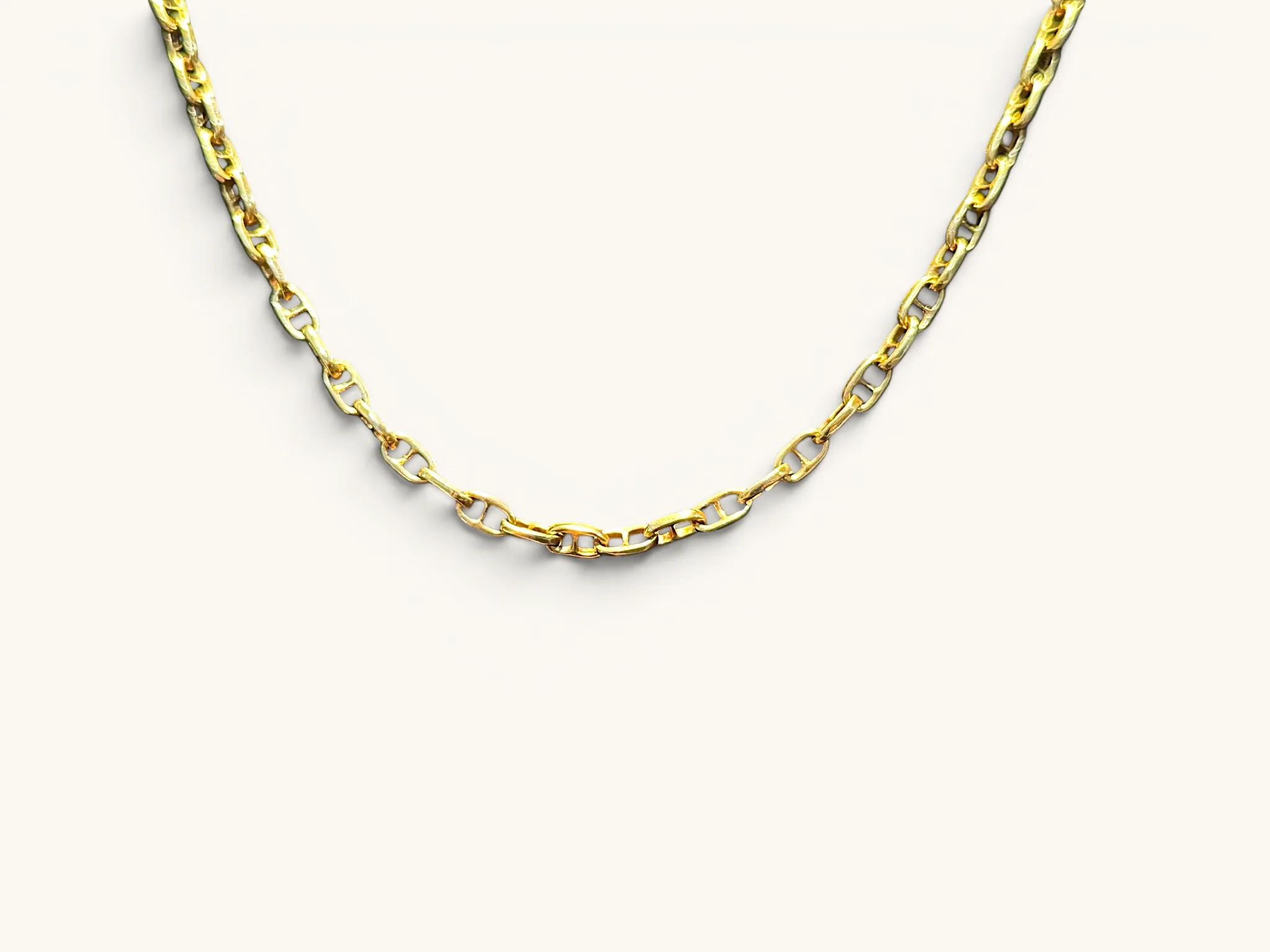 Vintage Italian 18K Gold Anchor Link Infinity Chain Necklace 3