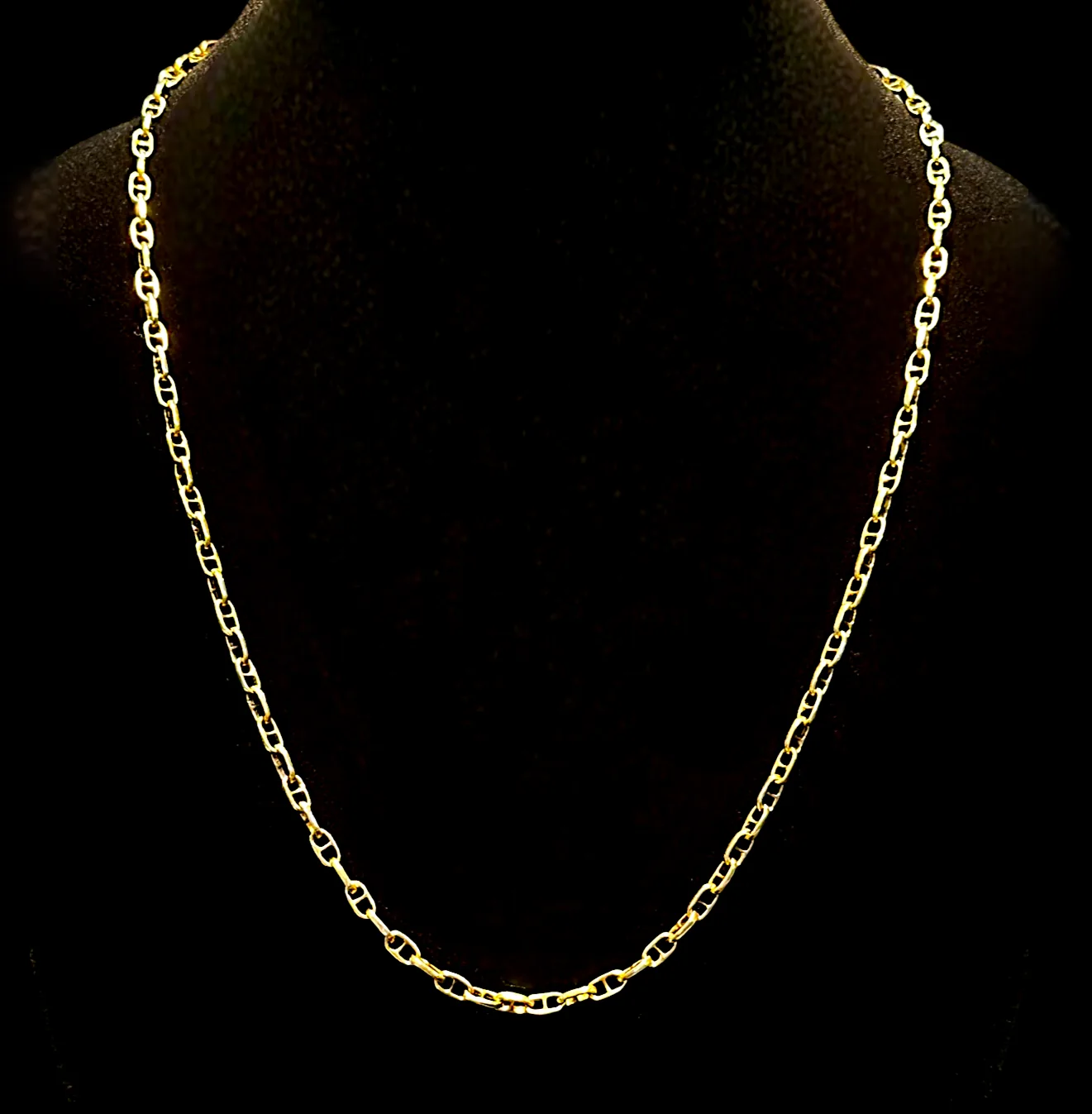 Vintage Italian 18K Gold Anchor Link Infinity Chain Necklace